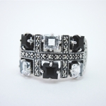 Black and White Checkerboard Marcasite Ring - Size 8